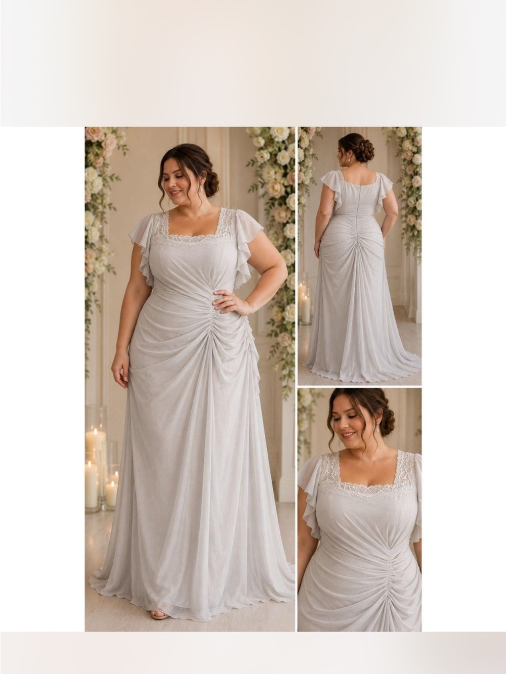 Size 18w Lanting bride Lace-Trim Plus dress in Light silver/Gray